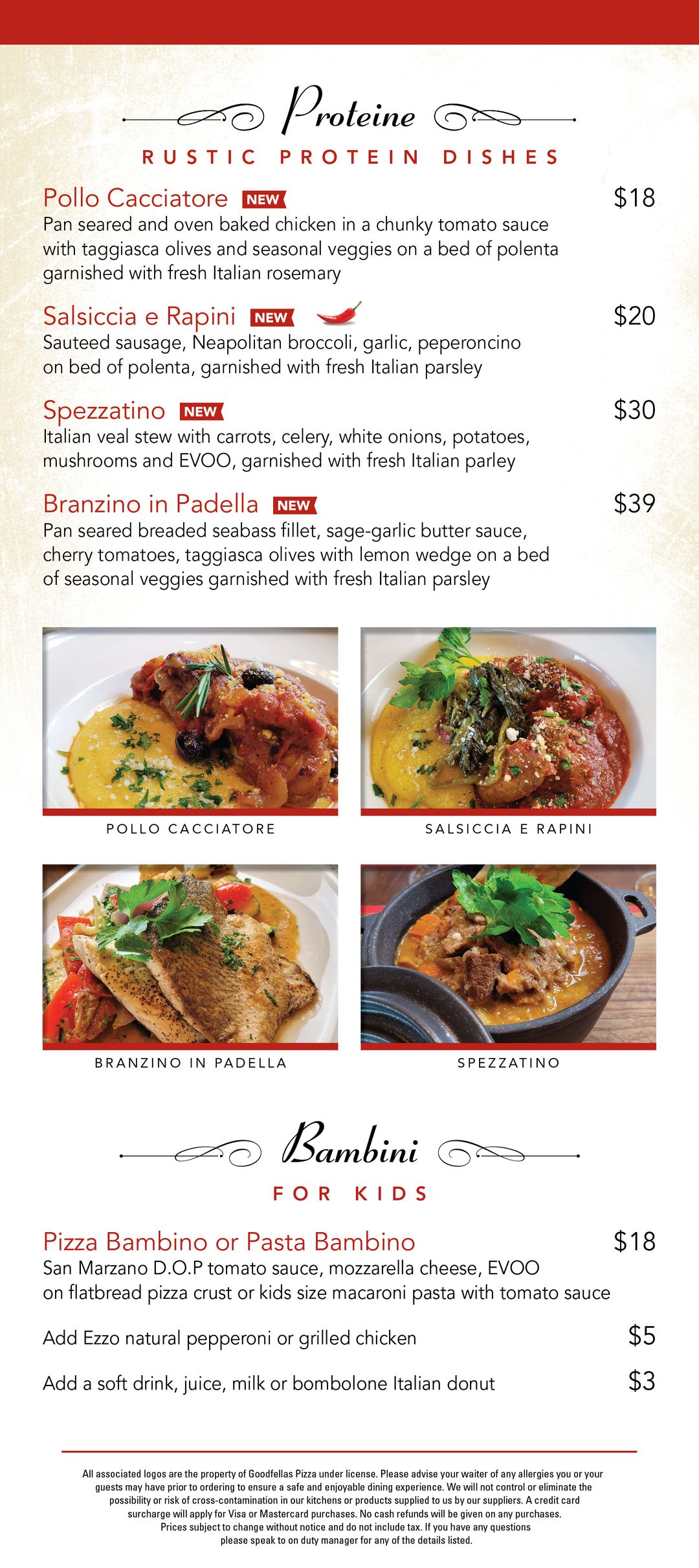 Goodfellas Wood Oven Pizza | Menu
